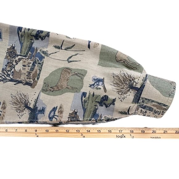 Bugle Boy Shirt Men XL Deer Wildlife Long Sleeve Vintage 90's All Over Print - Picture 6 of 11